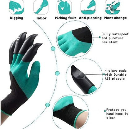 Green Garden Gloves with Claws for Women and Men Both Hands Gardening Work