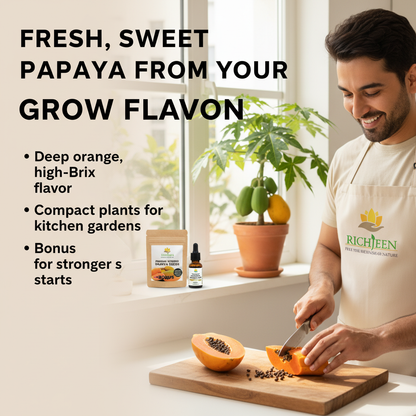 Big Harvest, Small Space: Premium Hybrid Dwarf Papaya Seeds 🥭+ Plant Growth Supplement Free